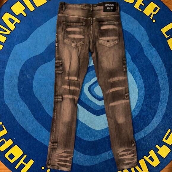 Legendary Status Distressed Bleach Wash Cargo Jeans - Picture 5 of 8